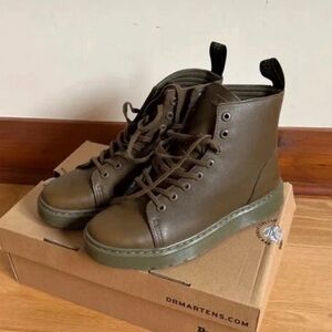 Dr. Martens Khaki Leather Ankle Boots